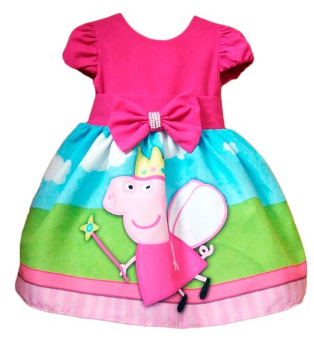 Vestido Peppa Pig Festa Infantil Aniversário Tam. 01 ao 06