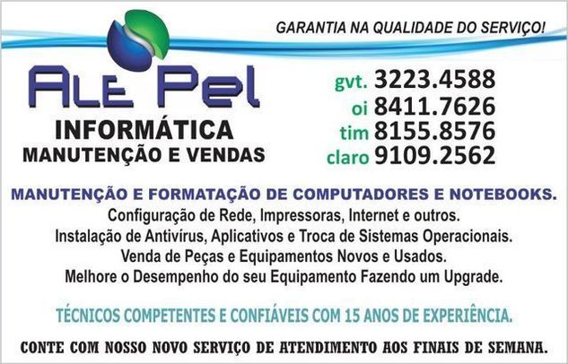 Informática Formatação e Manutenção de Pc e Notebook com Garantia e Qualidade no Serviço em Pelotas