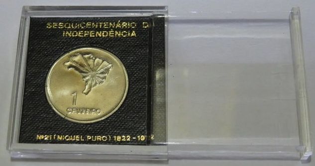Moeda do Sesquicentenário da Independência 1 Cruzeiro 1972 no Estojo