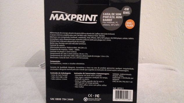 Caixa de Som Mini Gota, Panda ou Rabbit Max Print