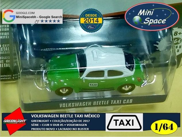 Greenlight Volkswagen Beetle/fusca Taxi Cor Verde 1/64