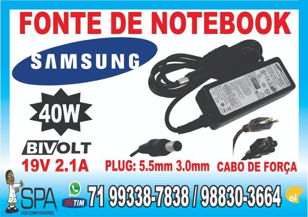 Fonte Notebook Samsung 19v 2.1a 40w Plug 5.5mm X 3.0mm em Salvador BA