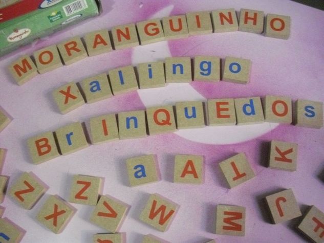 Moranguinho Jogo Pedagógico Madeira Abc Alfabeto 72 Letras
