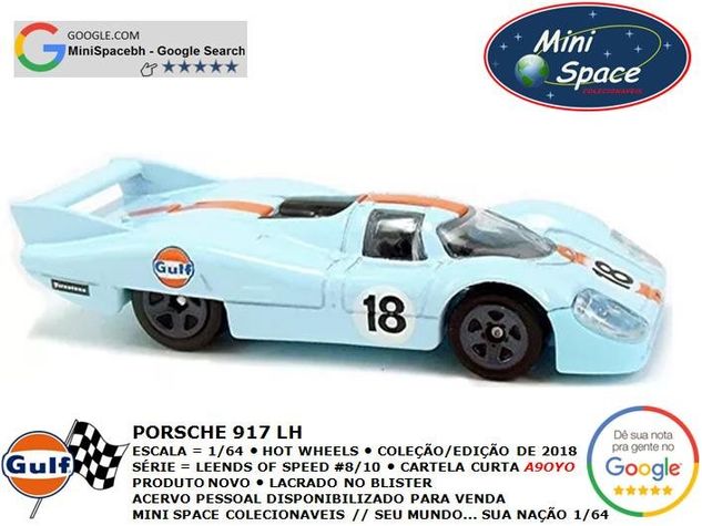 Hot Wheels Porsche 917 Lh Logo Gulf Oil Racer 1/64