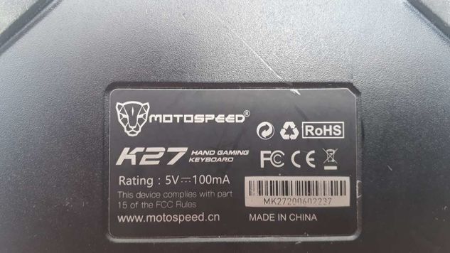 Mini Teclado Mecânico One Hand Gaming Motospeed K27