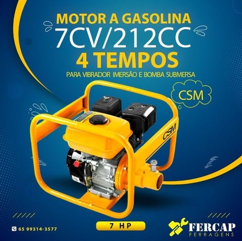 Motor a Gasolina 7cv/212cc 4 Tempos para Vibrador Imersão e Bomba Subm