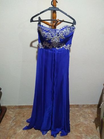 Vestido Azul Royal em Pedraria