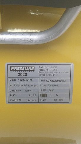 Motocompressor 8.2pcm Cilindro 24 Litros 110v Lubrificado a óleo - Pre