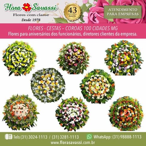 R$ 250,00 Floricultura Coroa de Flores Velório Cemitério Consolação Bh