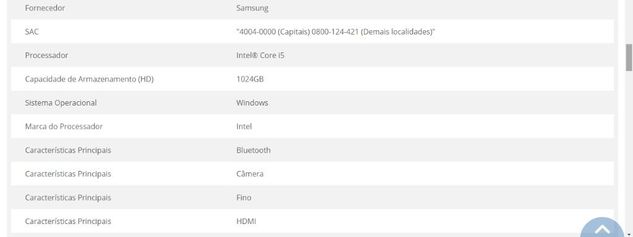Notebook Samsung Intel Core I5 8gb 1tb Ativ Book 3 14' Windows 10.1 Branco e Preto