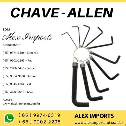 Chave Allen Kit com 10 Peças 1/16mm a 3/8mm Brasfort Alen