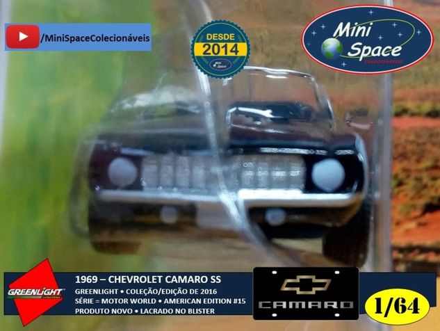 Greenlight 1969 Chevrolet Camaro Ss Cor Preto 1/64