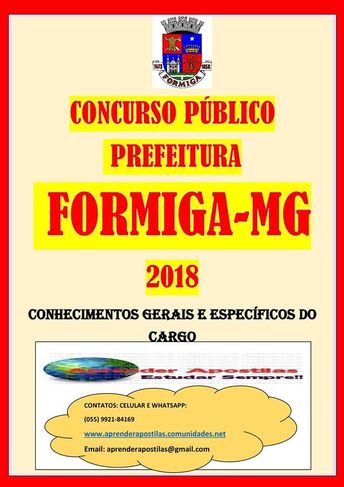Apostila Digital Prefeitura Formiga MG 2018