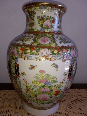 Vaso Chinês Antigo Porcelana Pintado à Mão