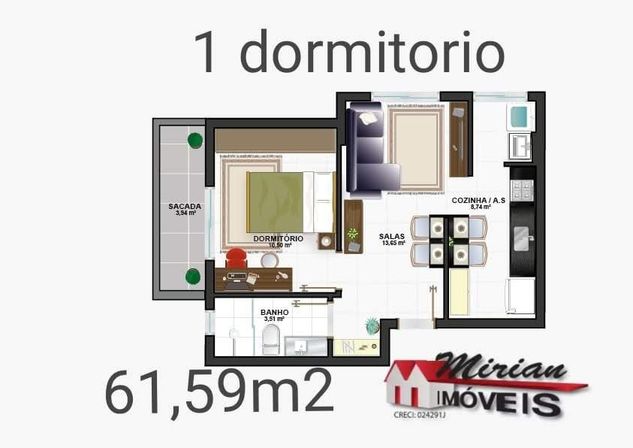 Lançamento em Peruibe Apartamento com 1 e 2 Dormitórios com Suite