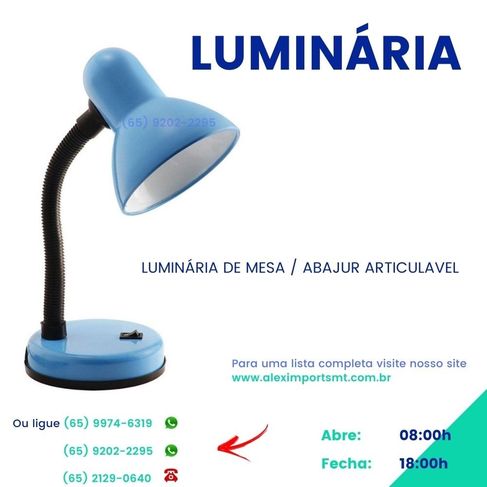 Luminária de Mesa para Manicure Estudo Escritorio Iluminaria Luminador