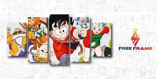 Quadros Decorativos Anime Dragon Ball Goku Mosaico 3d - 5 Peças