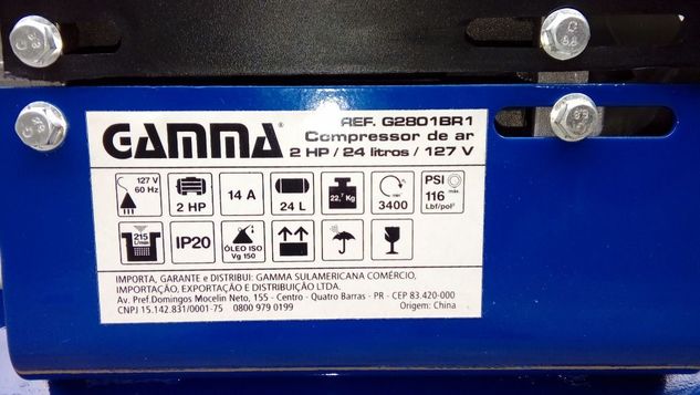 Compressor de Ar 24 Litros 8,2 Pés Motocompressor