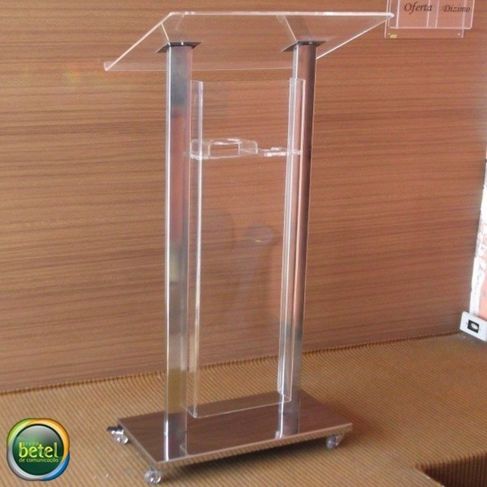 Púlpito de Acrílico e Aço Inox Modelo-mirian para Igrejas e Capelas