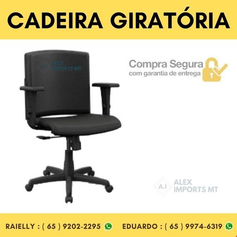 Cadeira Giratória com Braço Escritório Audiplax Preto Plaxmetal Cadera