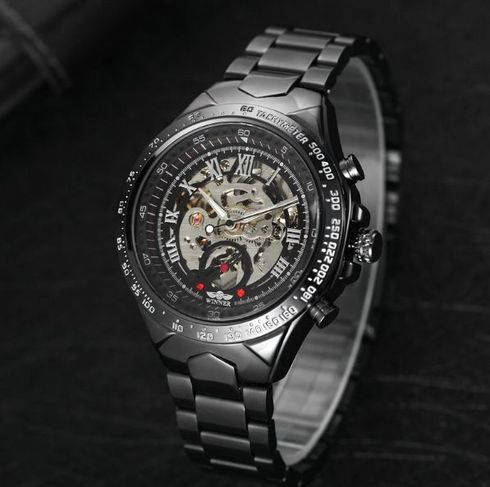 Relógio Luxuoso Winner Preto Estilo Magnata / Empresário 100% Novo e o