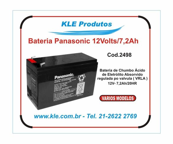 Bateria Recarregável Panasonic 12v/7,2 Ah
