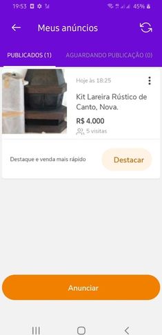 Kit Lareira Rústica de Canto R$ 4.000,00