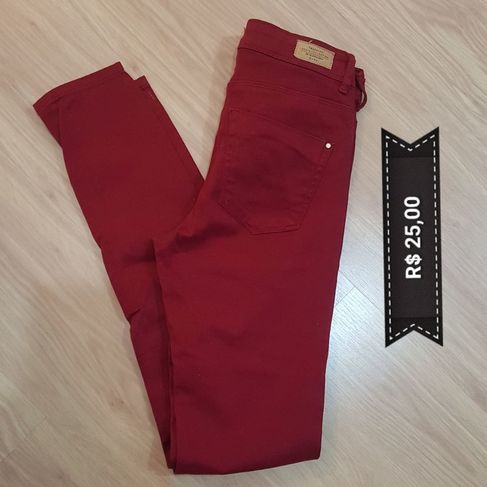 Calça Loja Zara, Vermelha de Brim