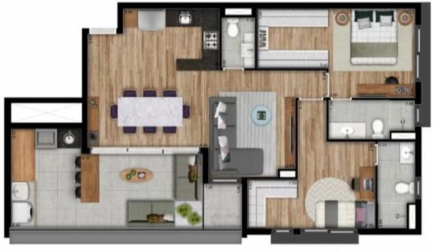 Apartamento com 96 m2 de 02 e 03 Suítes com 02 Vagas