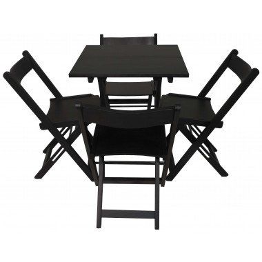 Conjunto de Mesa com 4 Cadeiras de Madeira Dobravel 70x70