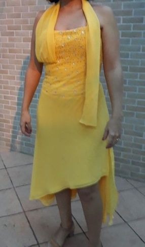Vestido de Festa Amarelo Tamanho P