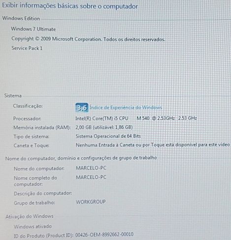 Notebook Usado Hp Probook 2.53 Ghz Core I5 2gb Ram 250gb Hd