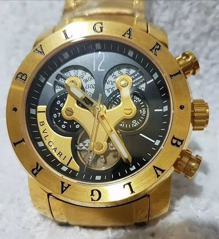 Relógio Masculino Dourado Automático Bvulgari