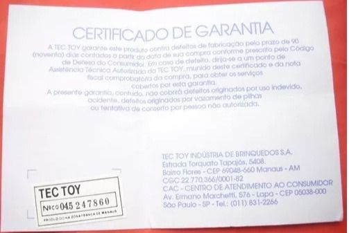 Sega Master System Pôster Game + Certificado Garantia Tec Toy Original
