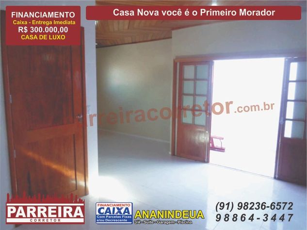 Casa Nova, em Ananindeua, 110m2, Piscina, Guarita, Pronta para Morar