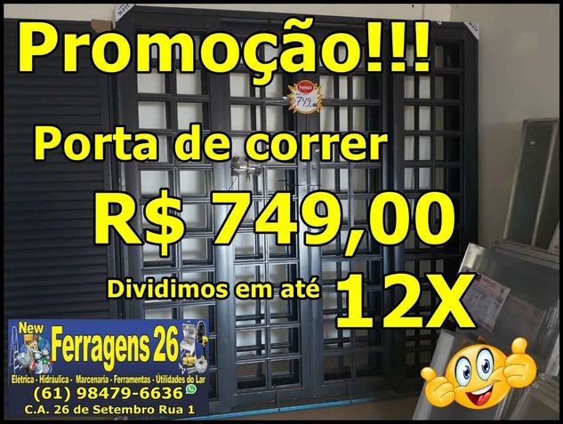 Porta de Correr Quadriculada R$ 749,00