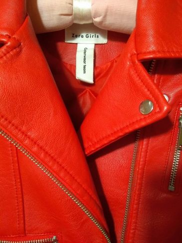 Jaqueta de Couro Infantil Vermelha Zara Girls