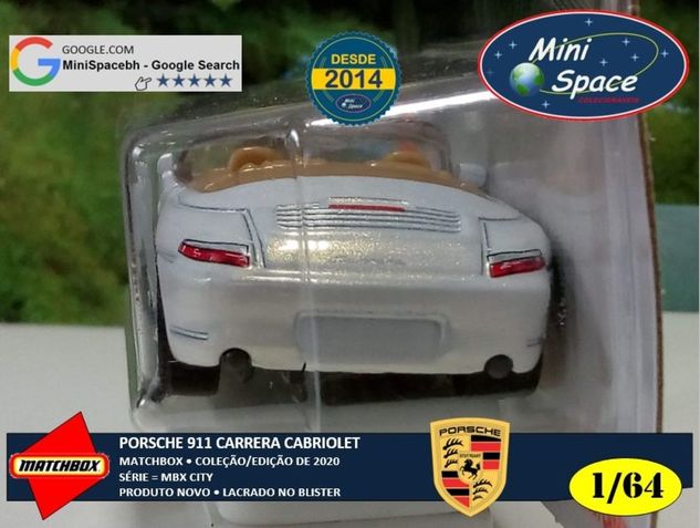 Matchbox Porsche 911 Carrera Cabriolet Cor Branco 1/64