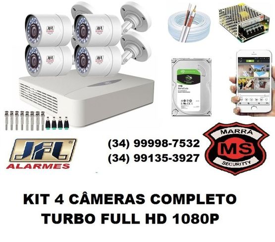 Kit Completo com 4 Câmeras Jfl Turbo Full Hd 1080p