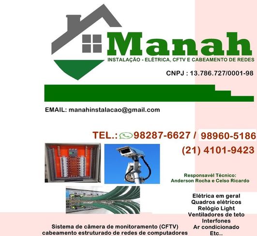 Manah Instalação Elétrica, Cftv e Cabeamento de Redes