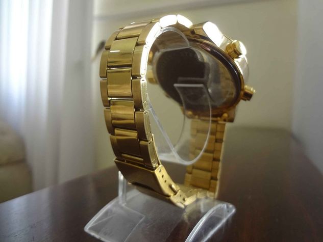 Relógio Luxuoso Dourado Asj Digital e Analógico à Prova D'água 100% no
