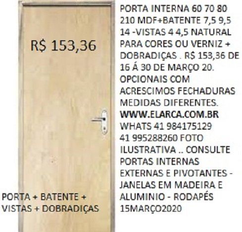 Porta Pivotante Maciça 90 210 Completa R$ 810,00
