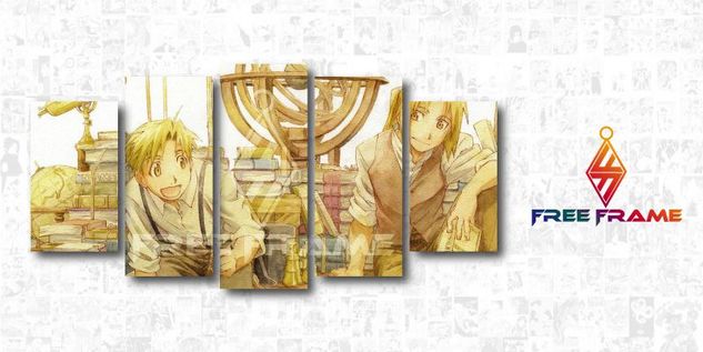 Quadros Decorativos Anime Fullmetal Alchemist Mosaico 3d - 5 Peças