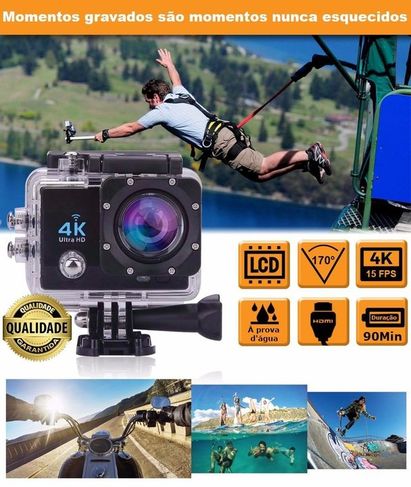 Camera 4k + Boia Flutuadora + Carregador + Bateria Extra