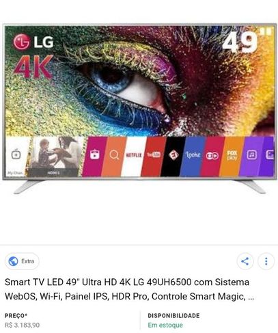 Smart TV Lg 4k 49 49uh6500 2.399,00
