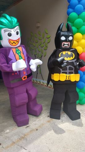 Coringa e Batman Lego Cover Personagens Vivos para Festas Infantil