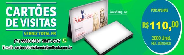 Promoções Cartões de Visita Couchê 300g Verniz Uv Total Fr