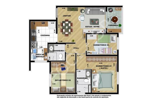 Apartamento com 3 Dorms em São Bernardo do Campo - Baeta Neves por 396.000,00 à Venda
