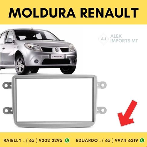 Moldura Renault Duster / Sandero / Logan / Kwid / CA 2din Prata Dois D