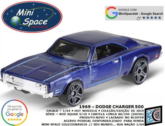 Hot Wheels 1969 Dodge Charger 500 Cor Azul 1/64